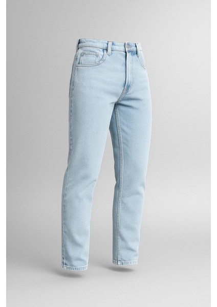 Erkek Yüksek Bel Bol Paça Buz Mavi Kot Pantolon fırsatları