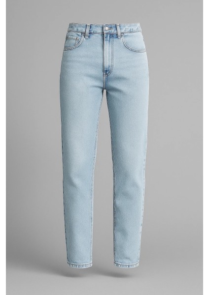 Erkek Yüksek Bel Bol Paça Buz Mavi Kot Pantolon