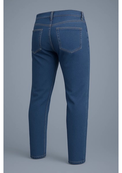 Erkek Yüksek Bel Bol Paça Mavi Kot Pantolon modelleri