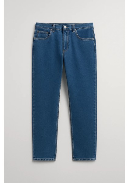 Erkek Yüksek Bel Bol Paça Mavi Kot Pantolon fırsatları