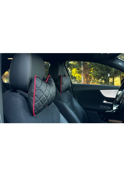 Kapitoneli Deri Ortopedik Oto Boyun Yastığı (2 adet)