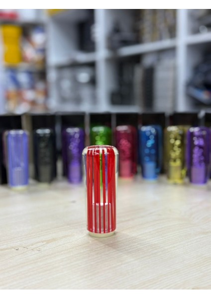 Epoksi USB Girişli Kırmızı Çizgili Renk 10 cm Vites Topuzu