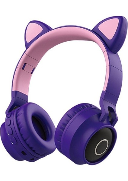 Sıcak Satış Kedi Kulaklı Internet Ünlü Işıklı Bluetooth Kulaklık Başa Takılan Cep Telefonu Kablosuz Katlanabilir Kart Kulaklık (Yurt Dışından)