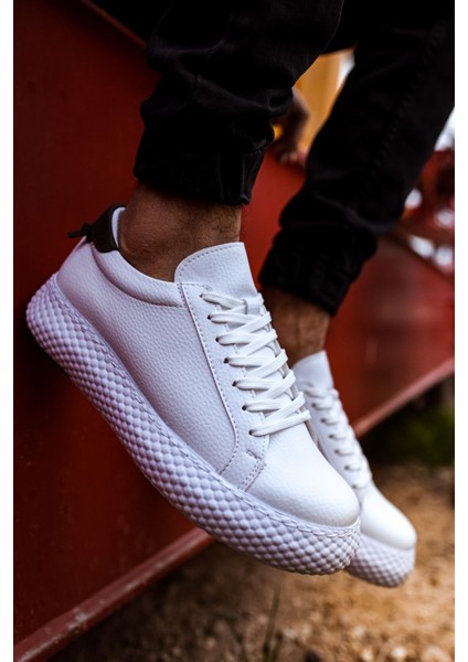 Bağcıklı Erkek Günlük Ayakkabı Beyaz Haki