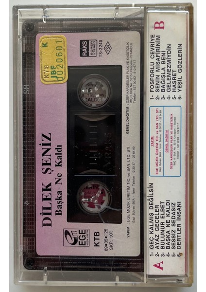 Dilek Şeniz Başka Ne Kaldı Kaset (Orijnal 1989 Dönem Kağıt Baskı Kaset) fiyatları