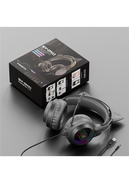 Cep Telefonları Ve Bilgisayarlar Için Evrensel Rgb Işıklı Başa Takılan Kablolu Stereo Tavuk Yiyen Oyun Kulaklığı (Yurt Dışından)