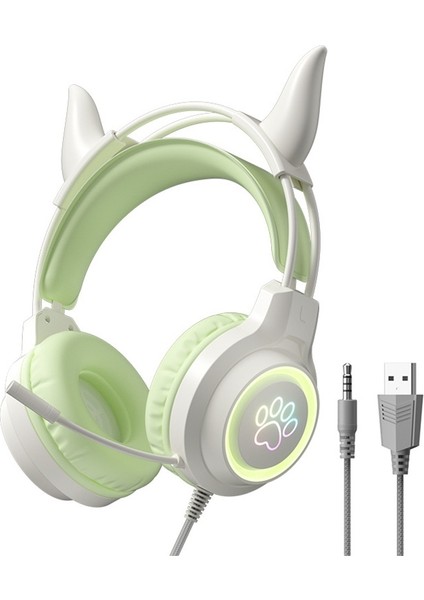 2025 Trend Işıklı Kablolu Oyun Kulaklığı, Dahili Kontrol Ve Mikrofonlu Sevimli Sihirli Kulaklıklar (Yurt Dışından)