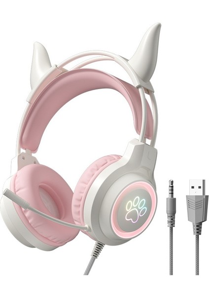 2025 Trend Işıklı Kablolu Oyun Kulaklığı, Dahili Kontrol Ve Mikrofonlu Sevimli Sihirli Kulaklıklar (Yurt Dışından)