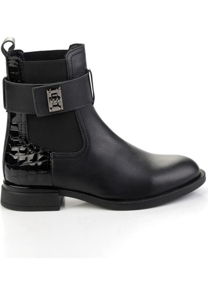 Siyah Hakiki Deri Kadın Bot & Bootie K02724400303
