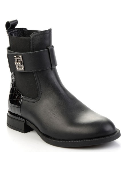Siyah Hakiki Deri Kadın Bot & Bootie K02724400303 fiyatları