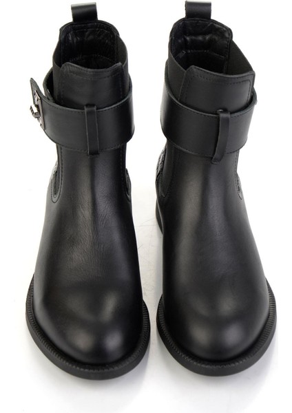 Siyah Hakiki Deri Kadın Bot & Bootie K02724400303 fırsatları