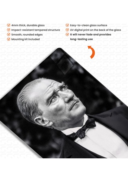 Gazi – Mustafa Kemal Atatürk – Ata Sözü Cam Tablo