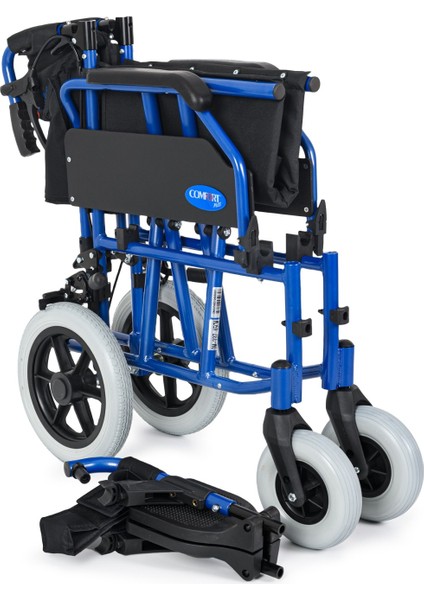 DM-337 45CM Mavi Alüminyum Özellikli Transfer Tekerlekli Sandalye