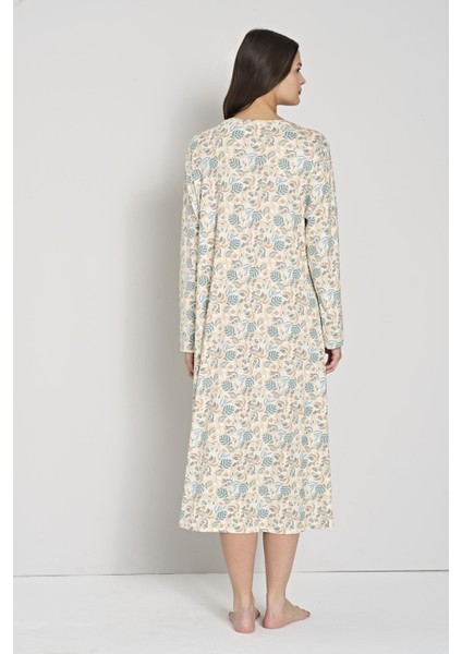 Kadın Çiçek Desenli Uzun Kollu Gecelik C3T0N91 modelleri