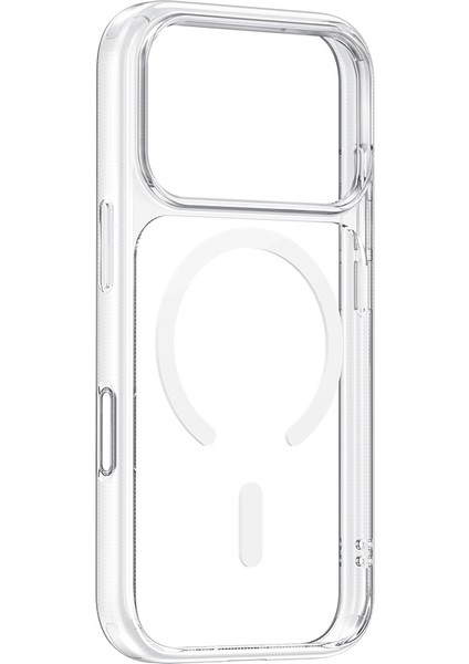 PC-1825 iPhone 17 Pro Kamera Düğmeli Manyetik Şeffaf Kılıf