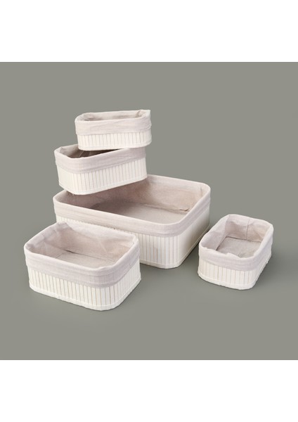 5'li Çok Amaçlı Dekoratif Sepet - Beyaz / Gri fiyatları