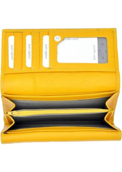 Naomi Hardal Sarı Hakiki Deri Çok Bölmeli Bayan Cüzdan fiyatları