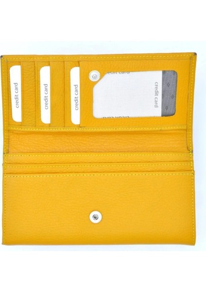 Naomi Hardal Sarı Hakiki Deri Çok Bölmeli Bayan Cüzdan modelleri