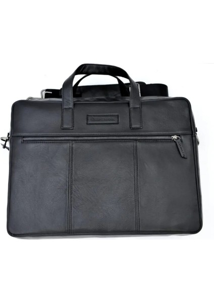Ricardo Sade Siyah Çift Gözlü Hakiki Deri Laptop Evrak Çantası