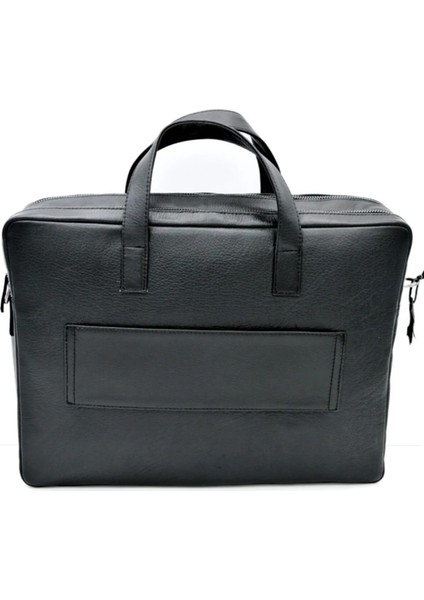 Ricardo Sade Siyah Çift Gözlü Hakiki Deri Laptop Evrak Çantası