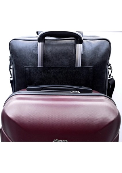 Ricardo Sade Siyah Çift Gözlü Hakiki Deri Laptop Evrak Çantası