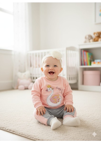 Laura Baby Kuğulu Kız Bebek Alt Üst Takım