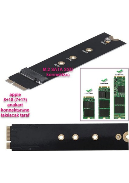 M.2 Sata SSD To 8+18 Pin Apple Macbook Uyumlu 2012-2013 Dönüştürücü Adaptör indirimleri