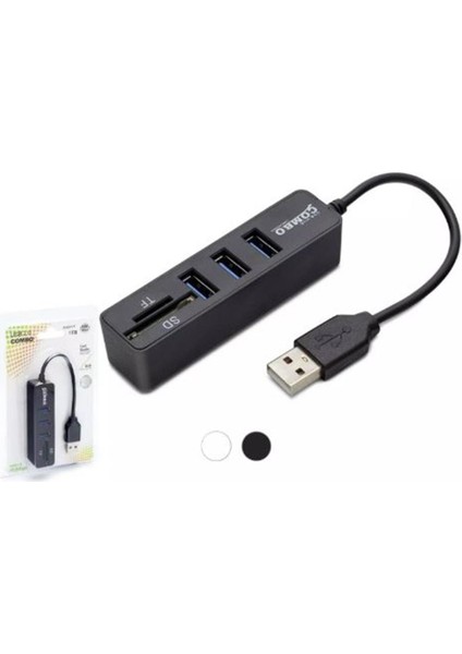 Hadron HDX7009 USB Hub Combo 3-Usb + Sd + Tf Siyah