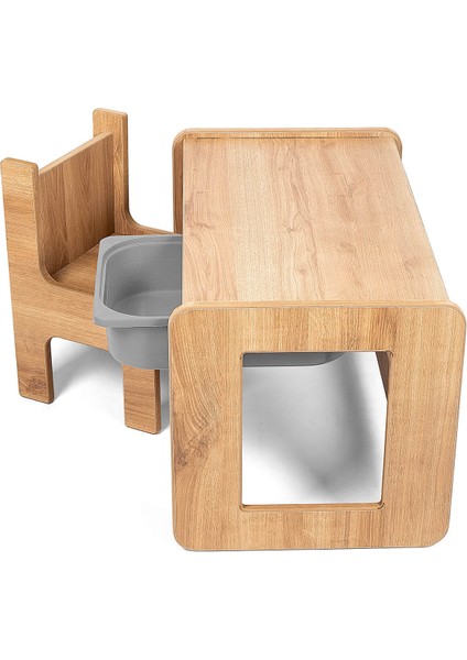 Çocuk Oyun, Aktivite ve Etkinlik Masası, Ceviz-Gri, 18MM 1.sınıf Mdf