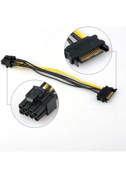 Sata 15 Pin Erkek Power To 8 Pin (6+2) Pcıe Power Kablosu 20CM fırsatları