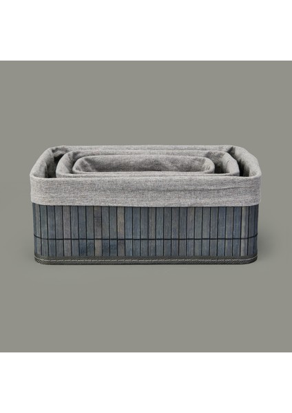 3'lü Çok Amaçlı Dikdörtgen Dekoratif Sepet - Gri fiyatları