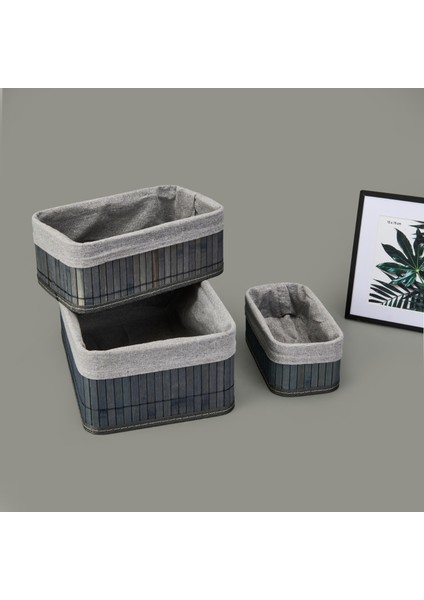 3'lü Çok Amaçlı Dikdörtgen Dekoratif Sepet - Gri modelleri