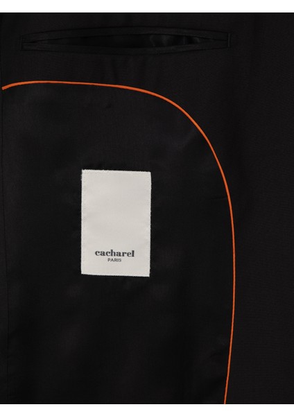 Erkek Siyah Slim Fit %100 Yün Mono Yaka Basic Takım Elbise 50310082-VR046