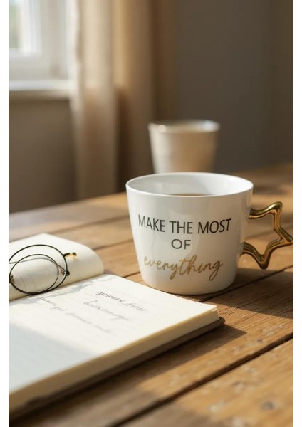 Porselen Yıldız Kulp Kupa - 350ML