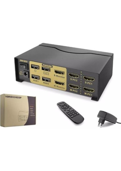 HDX1376 2+2 USB Port HDMI Kvm Switch Dual Monitör 2+2 HDMI Kablolu Siyah fiyatları