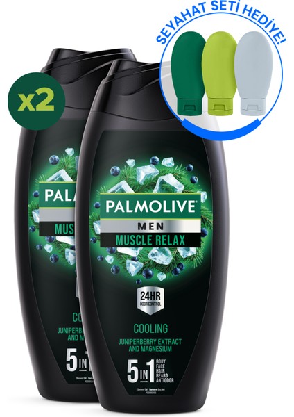 Men Cooling Feel Of Muscle Relax 500 ml Erkek Duş Jeli x2 Adet + Seyahat Kiti Hediye fiyatları