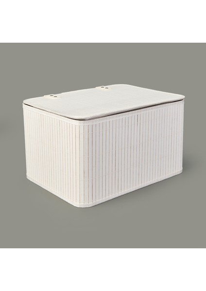 3'lü Çok Amaçlı Kapaklı Dekoratif Sepet - Beyaz fırsatları