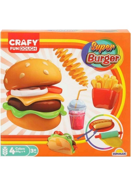 2015 Crafy Süper Burger Oyun Hamuru Seti 200 G 12 Parça
