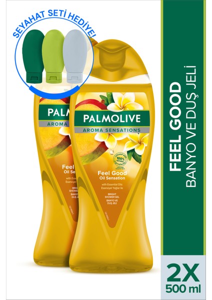 Aroma Sensations Feel Good İpeksi Banyo ve Duş Jeli 500 ml x 2 Adet + Seyahat Kiti Hediyeli