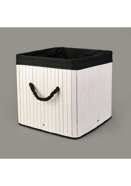 Çok Amaçlı Dekoratif Sepet - Beyaz / Siyah - 30X30X30 cm