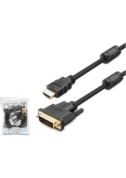Hadron HDX7752 DVI (M) To HDMI (M) Kablo 24+1 Pvc 1.8m Siyah 1.8m