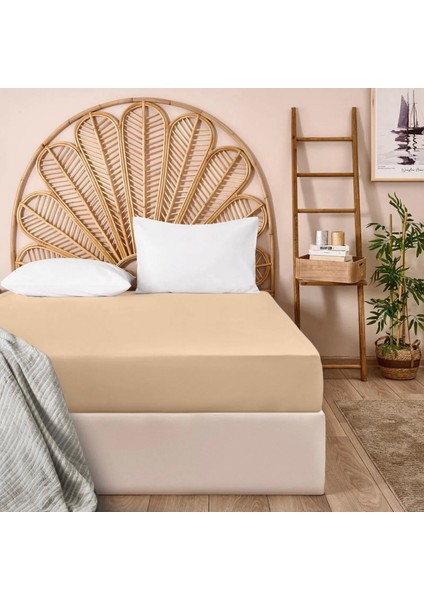 Soft Penye Tek Kişilik Lastikli Çarşaf - Bej - 100X200 cm
