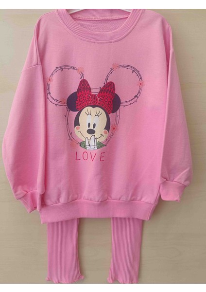 Kız Çocuk Sweatshirt Tayt Ikili Alt Üst Takım