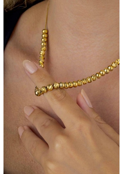 Altın Kaplama Kadın Çelik Top Zincir Kolye