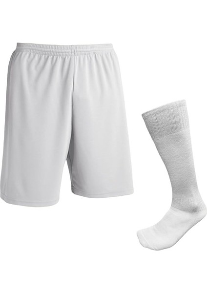 Erkek Beyaz Futbol Şortu ve Çorap Seti - Spor Antrenman ve Maç Kombini fiyatları