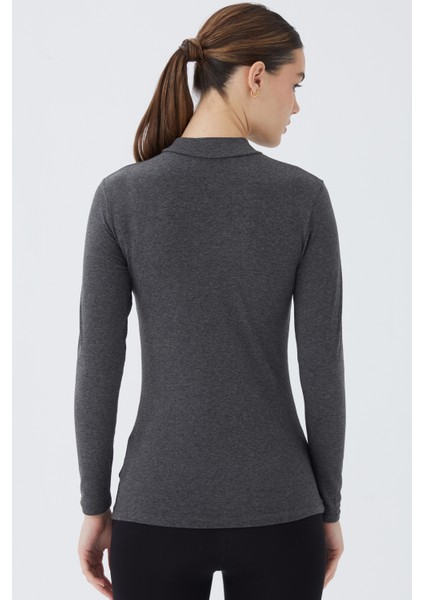 Balıkçı Yaka Uzun Kol Kadın Body T-Shirt 2047