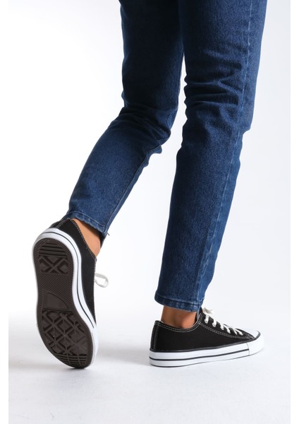 Luke Bağcıklı Keten Kumaş Erkek Günlük Sneaker Ayakkabı Kbt - Siyah modelleri