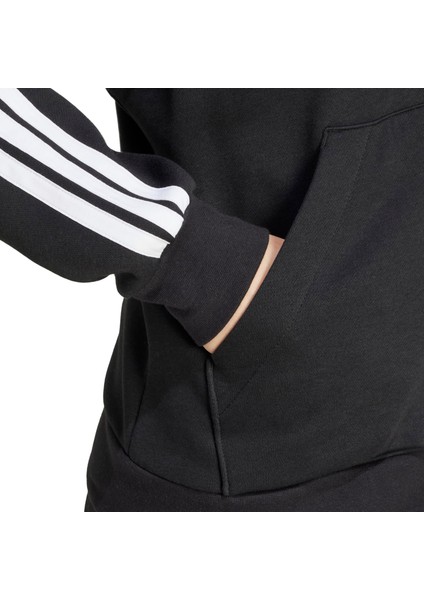 Essentials 3 Stripes Full Zip Kadın Siyah Polar.- indirimleri