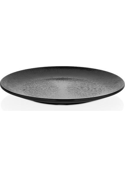 10940.BL - Mina Yağmur Efektli Krem Siyah Yuvarlak Tabak 40 Cm, Thermoset Melamin