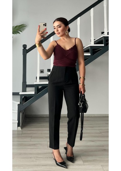 Siyah Flatolu Pantolon modelleri